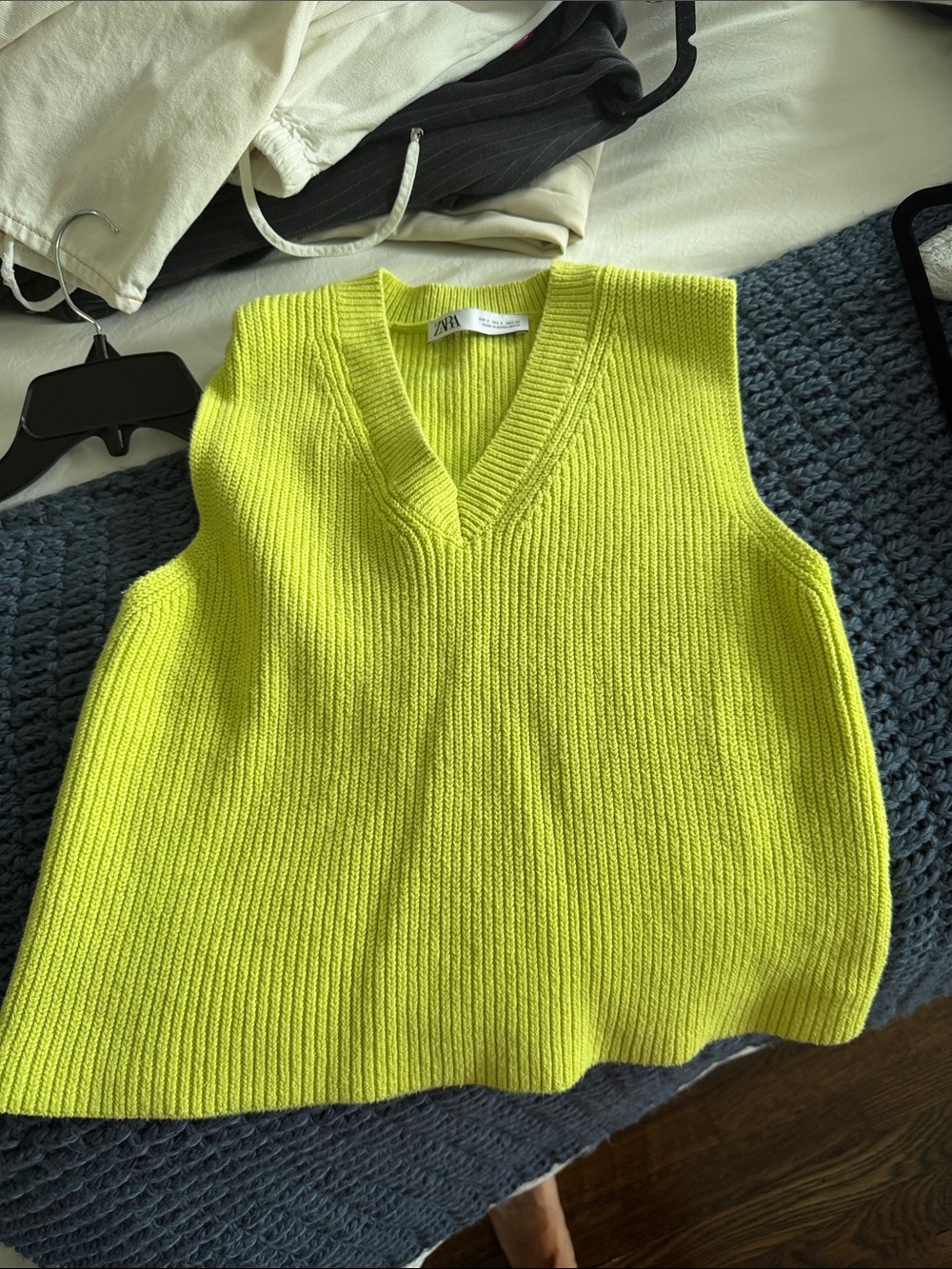 Zara Neon Lime V-Neck Knit Vest